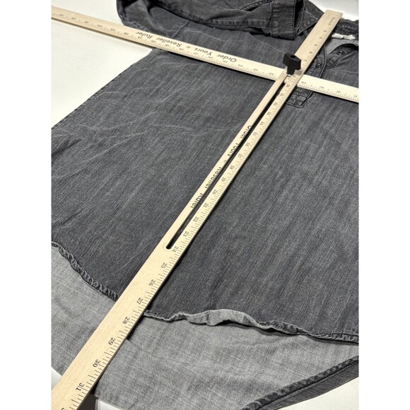 Eileen Fisher Organic Chambray Denim 1/4 Button Long Sleeve Top Women's XS - Picture 10 of 11